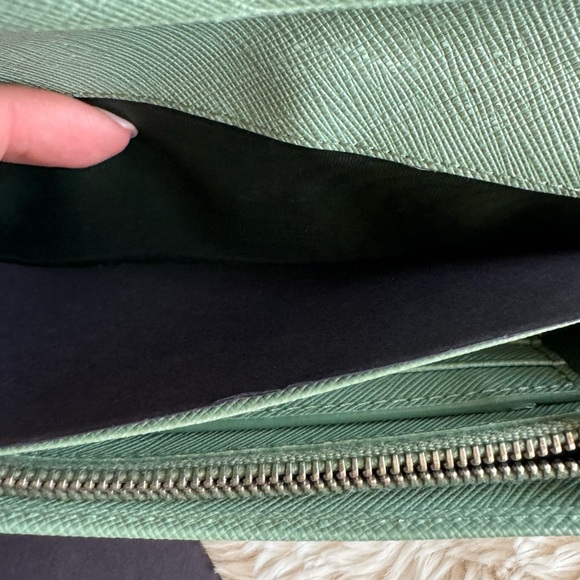 Prada large saffiano leather wallet in teal/aqua - Picture 10 of 13